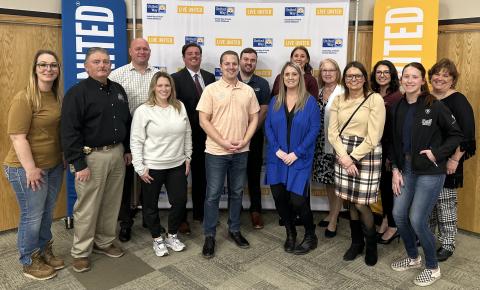 United Way Board of Directors, back row left to right: Jerrod Helling, J. Berry Harrison, Zack Trantham, Jenny Creech, Jacque O’Grady, Emily Thompson & Robin Carpenter.   Front row left to right: Tiffanie LeClair, Steve Kelley, Katie Larssen, Dustin Fisher, Erica Fetters, Bryanna Lewis & Katie Hurst.  Not pictured: Jennifer Dye, John Gonsalves, Jessica Fields, Chad Scantlin, Lynn Robinson, Lisa Reed, Nancy Zimmershied, Ian Freeman & Spencer Grace.  
